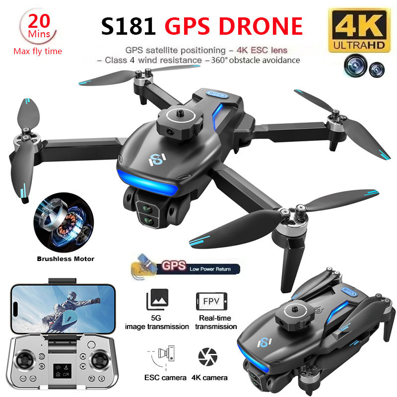 Drone Camera Wide Angle - S181 GPS Drone 4K profesyonel HD